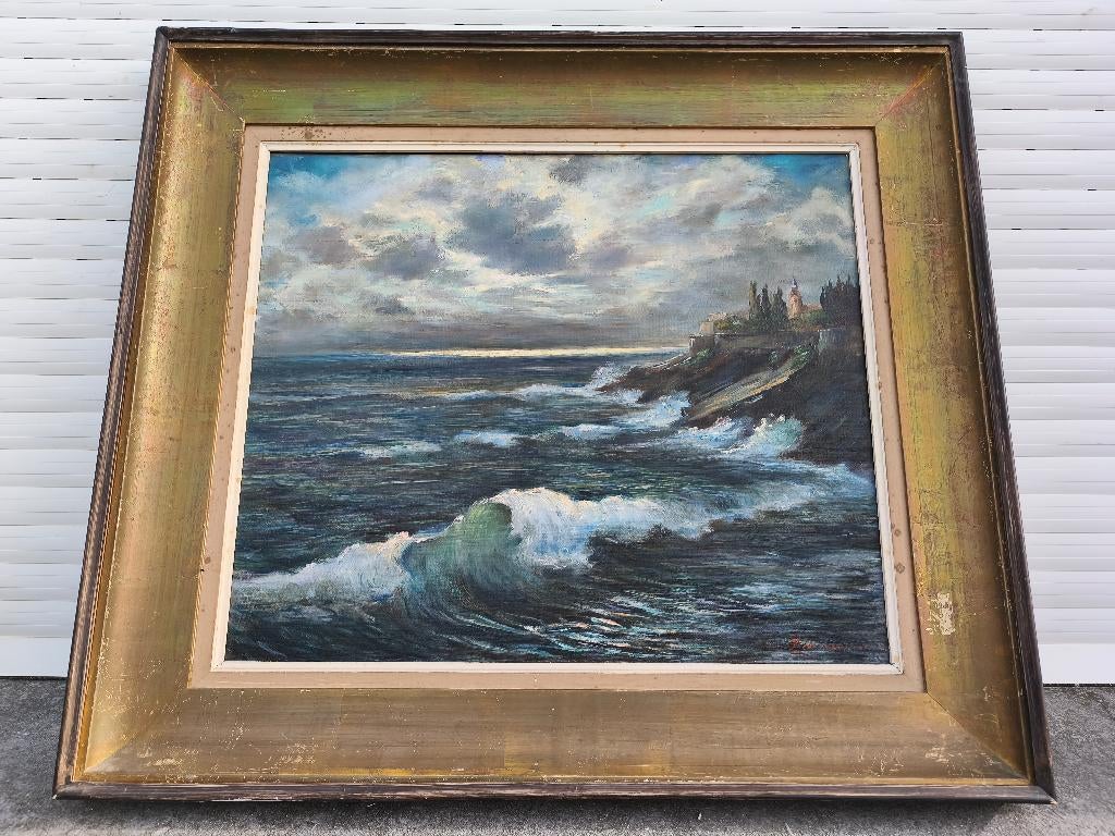 Huile sur toile la vague signe Albert zamarra, Ophalen