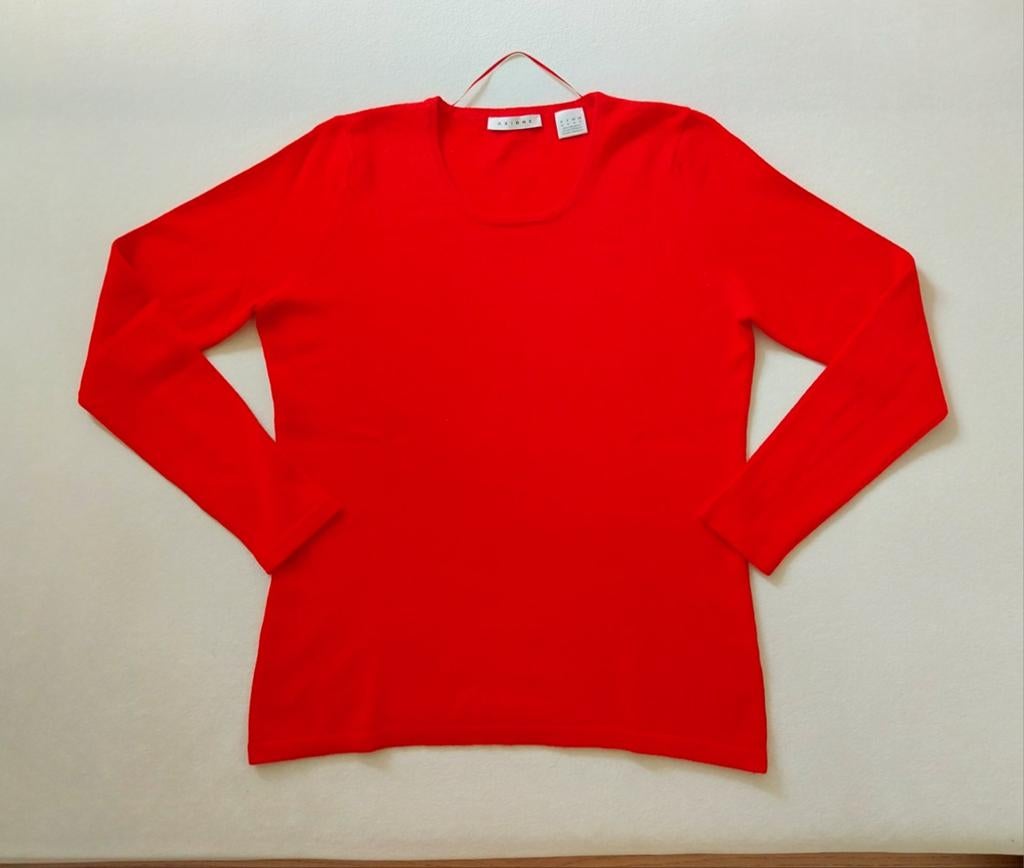 Pull 100 % cachemire rouge signé Axiome - taille 40, Enlèvement ou Envoi, Taille 38/40 (M)