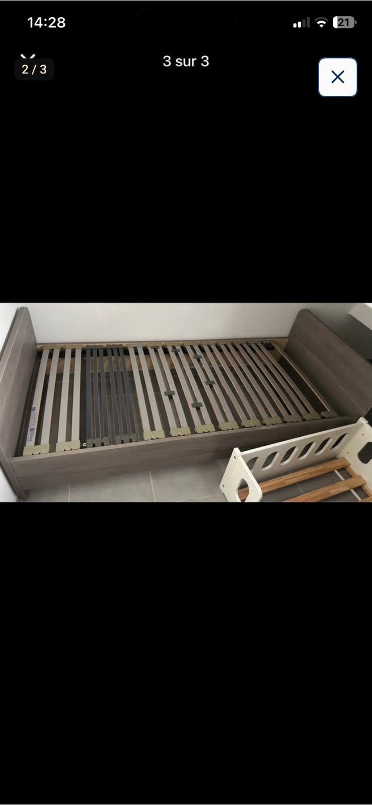 Lit 1 personne en bois avec Sommier, Enlèvement, Utilisé, Une personne, Sommier
