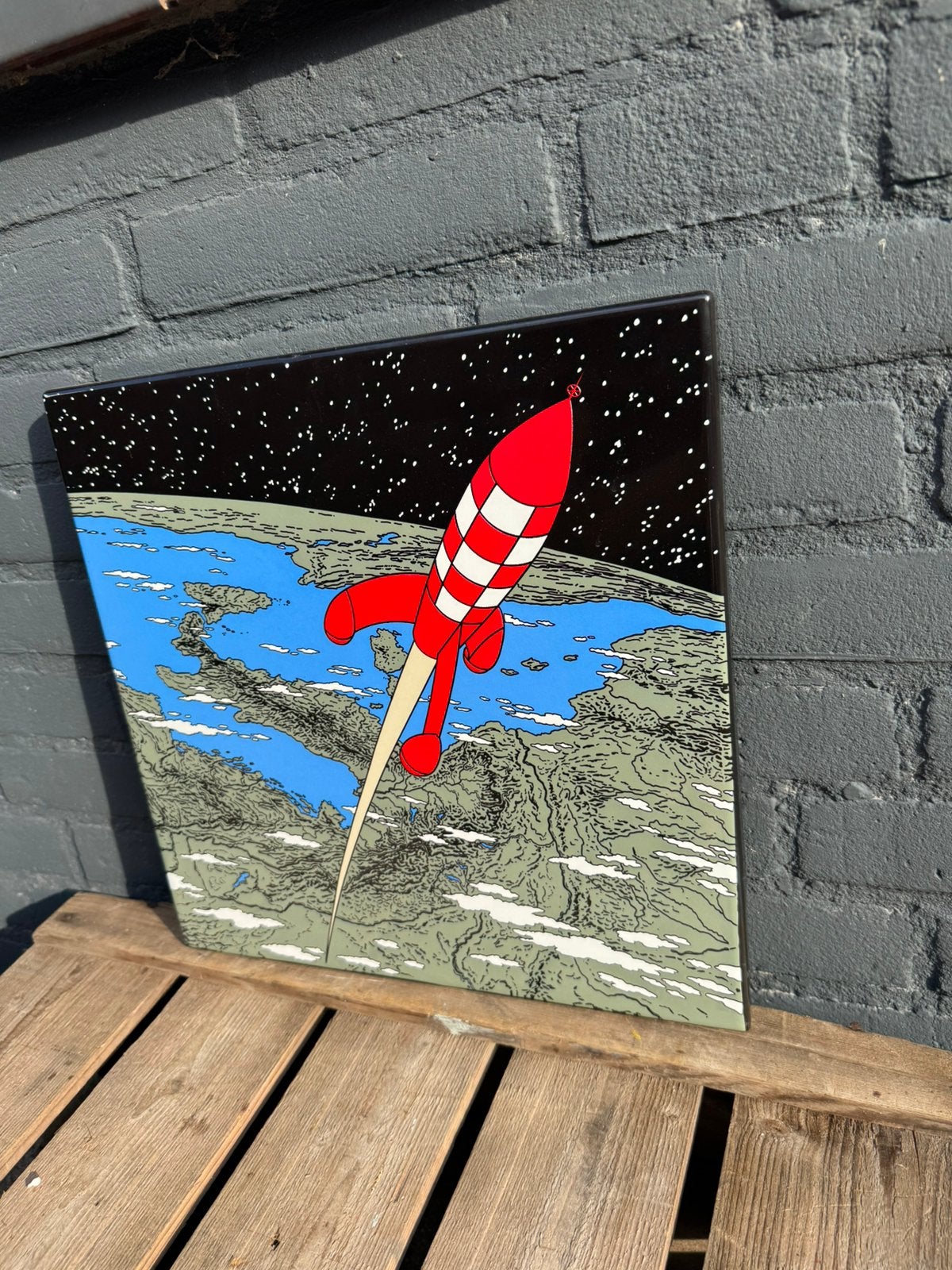 Panneau publicitaire en émail Tintin Rocket, Tintin, Enlèvement ou Envoi, ., Comme neuf