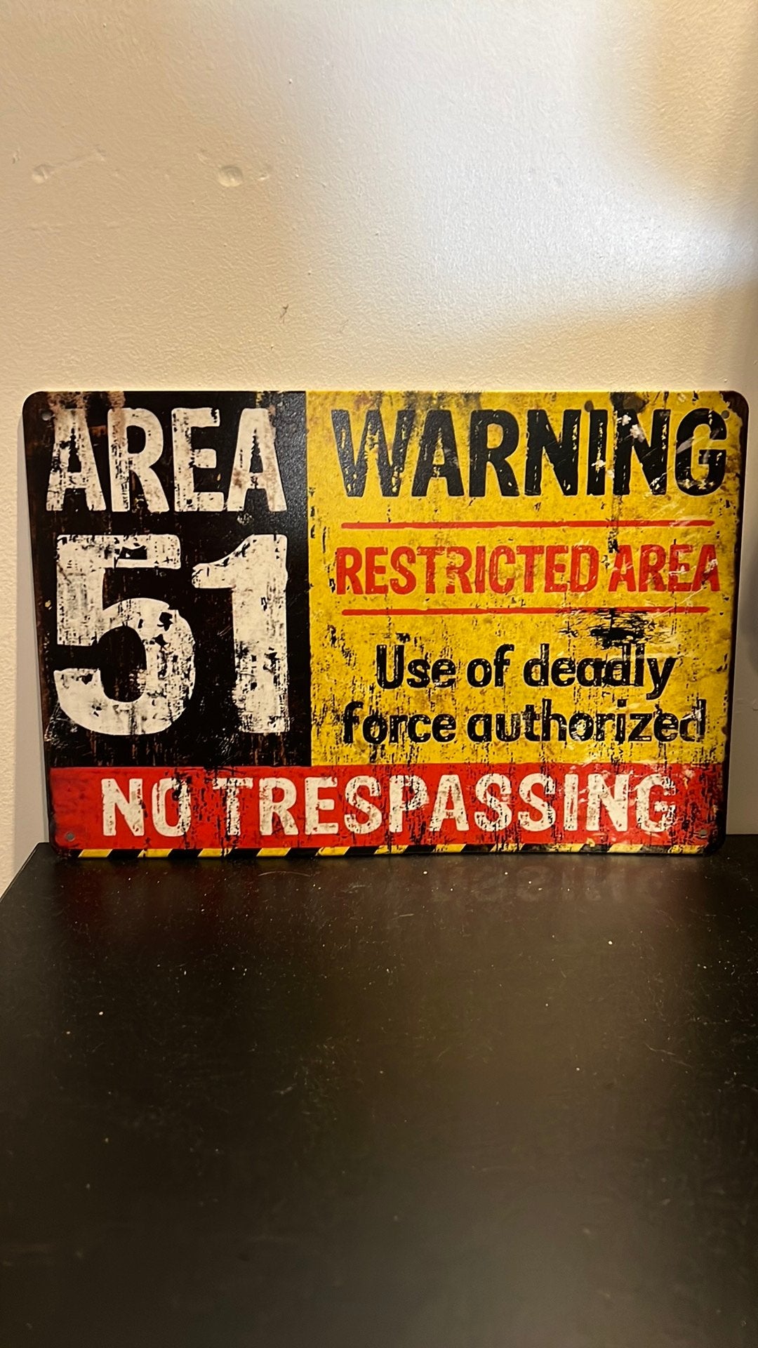 Metalen plaat area 51, Ophalen, Zo goed als nieuw