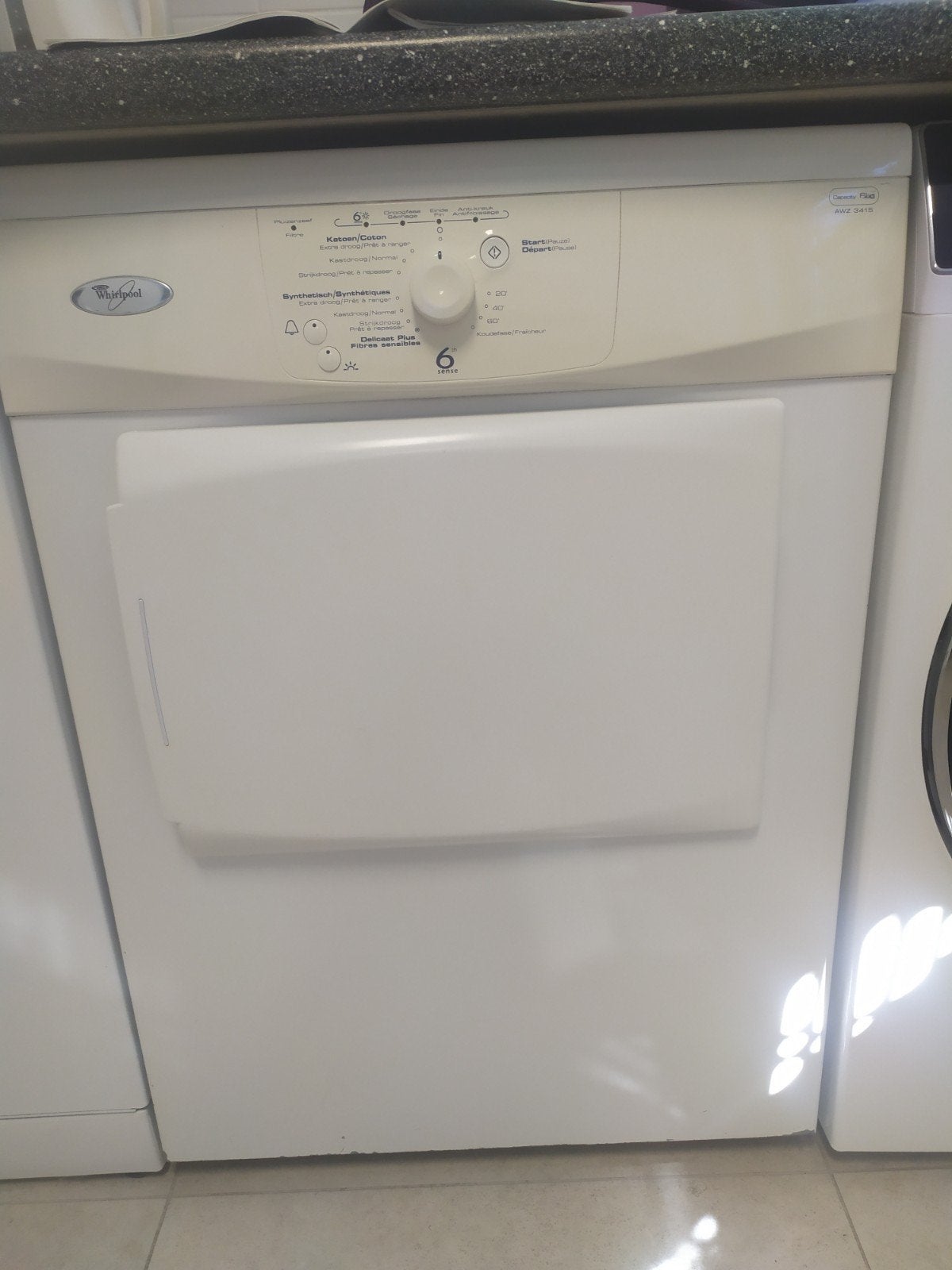 droogkast Whirlpool AWZ 3415 6kg luchtafvoer, Ophalen, 6 tot 8 kg, Luchtafvoer, Anti-kreukfase