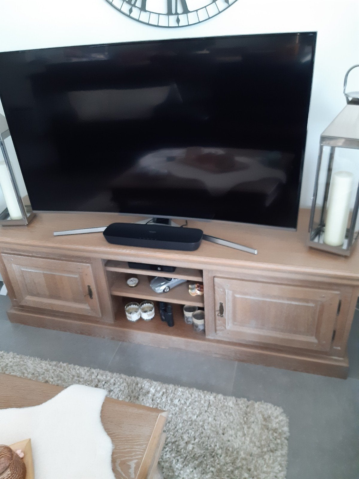 salontafel en tv kast, Ophalen, Gebruikt, Eikenhout, 50 tot 100 cm