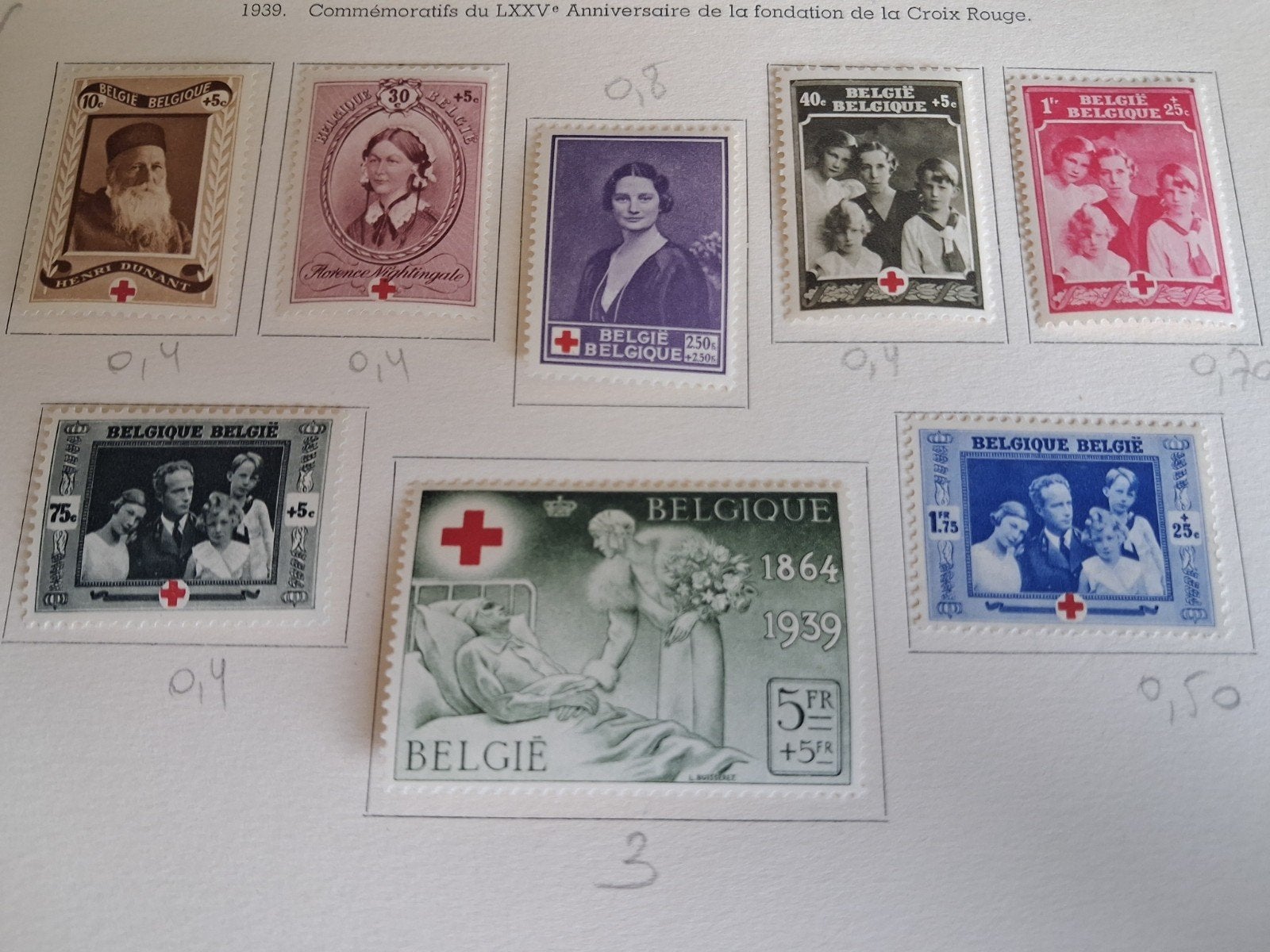 1939 timbres belges COB 496 à 503, Enlèvement ou Envoi