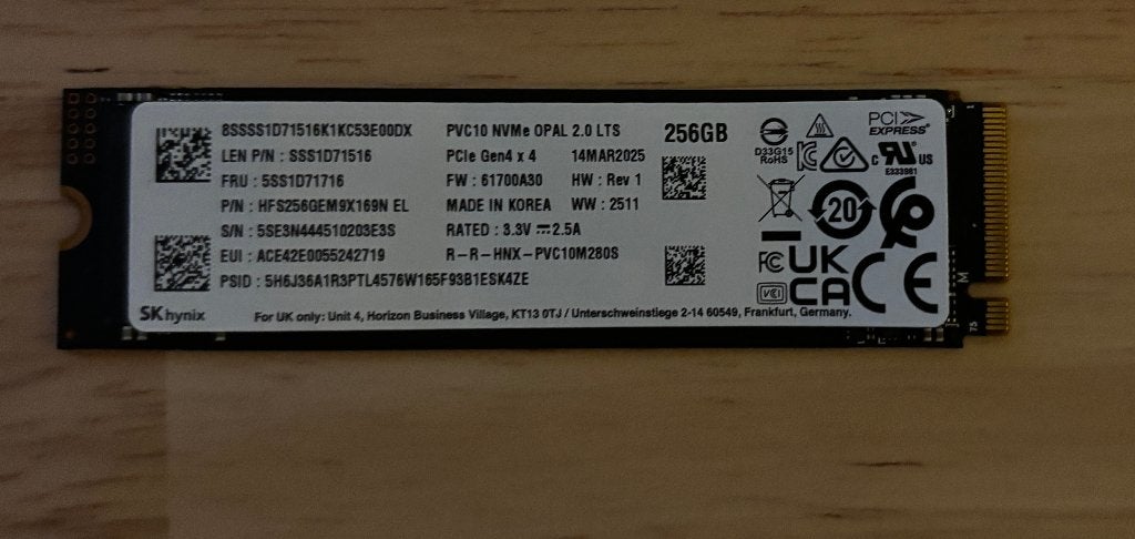 SK hynix 256GB M.2 NVMe SSD PCIe 4.0 x4, Lenovo OEM, Neuf, Enlèvement ou Envoi, SSD, Interne