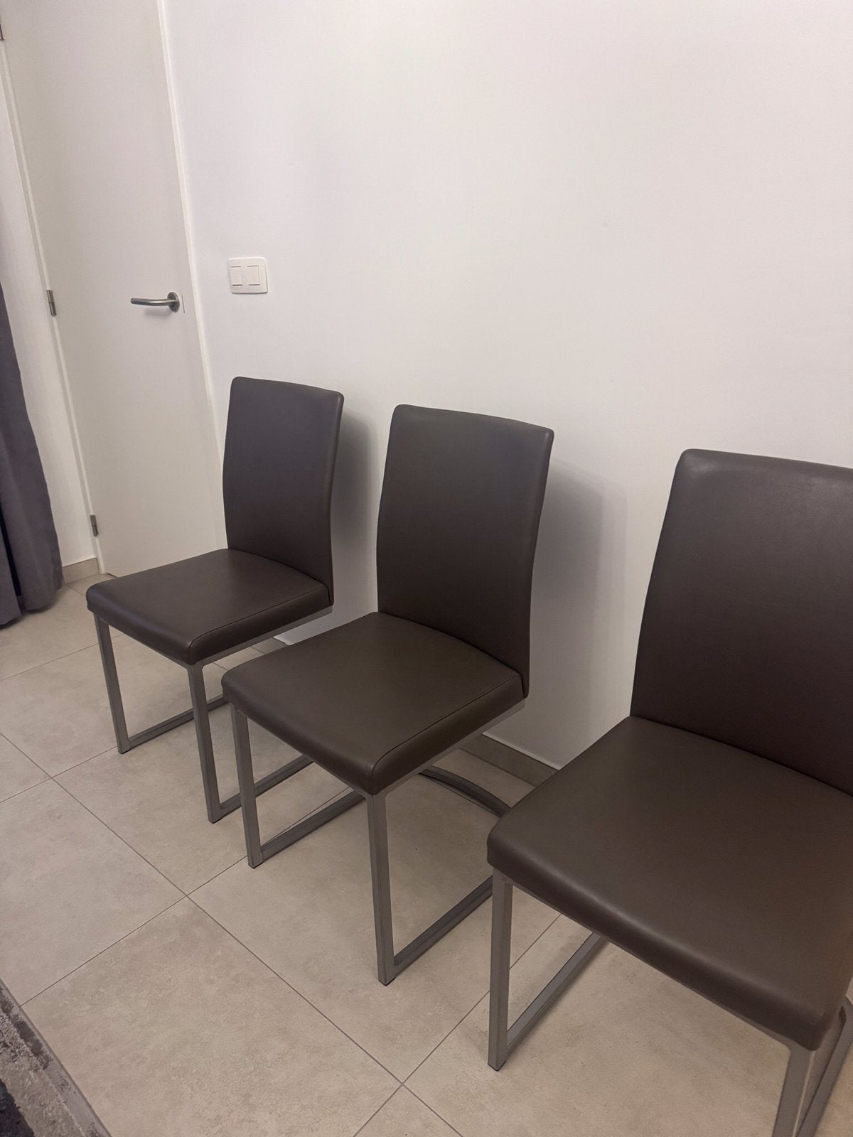 4 Lederen stoelen, Huis en Inrichting, Ophalen, Gebruikt, Blauw, Leer