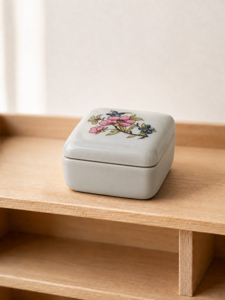 mini-pillendoosje of porseleinen  met bloemendecor, Antiek en Kunst, Ophalen of Verzenden