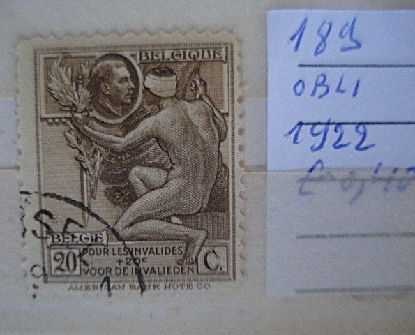 Belgique  n 189 (O), Oblitéré, Sans enveloppe, Affranchi, Envoi