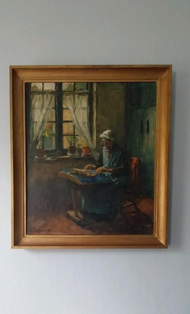 De kantwerkster by Leo Mechelaere ´voor de kenners´, Antiek en Kunst, Ophalen