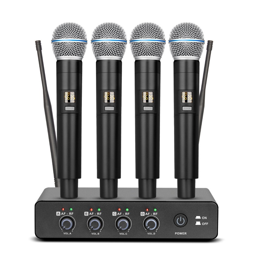 R4 draadloze microfoon karaoke UHF Professionele metalen, Ophalen of Verzenden, Zo goed als nieuw