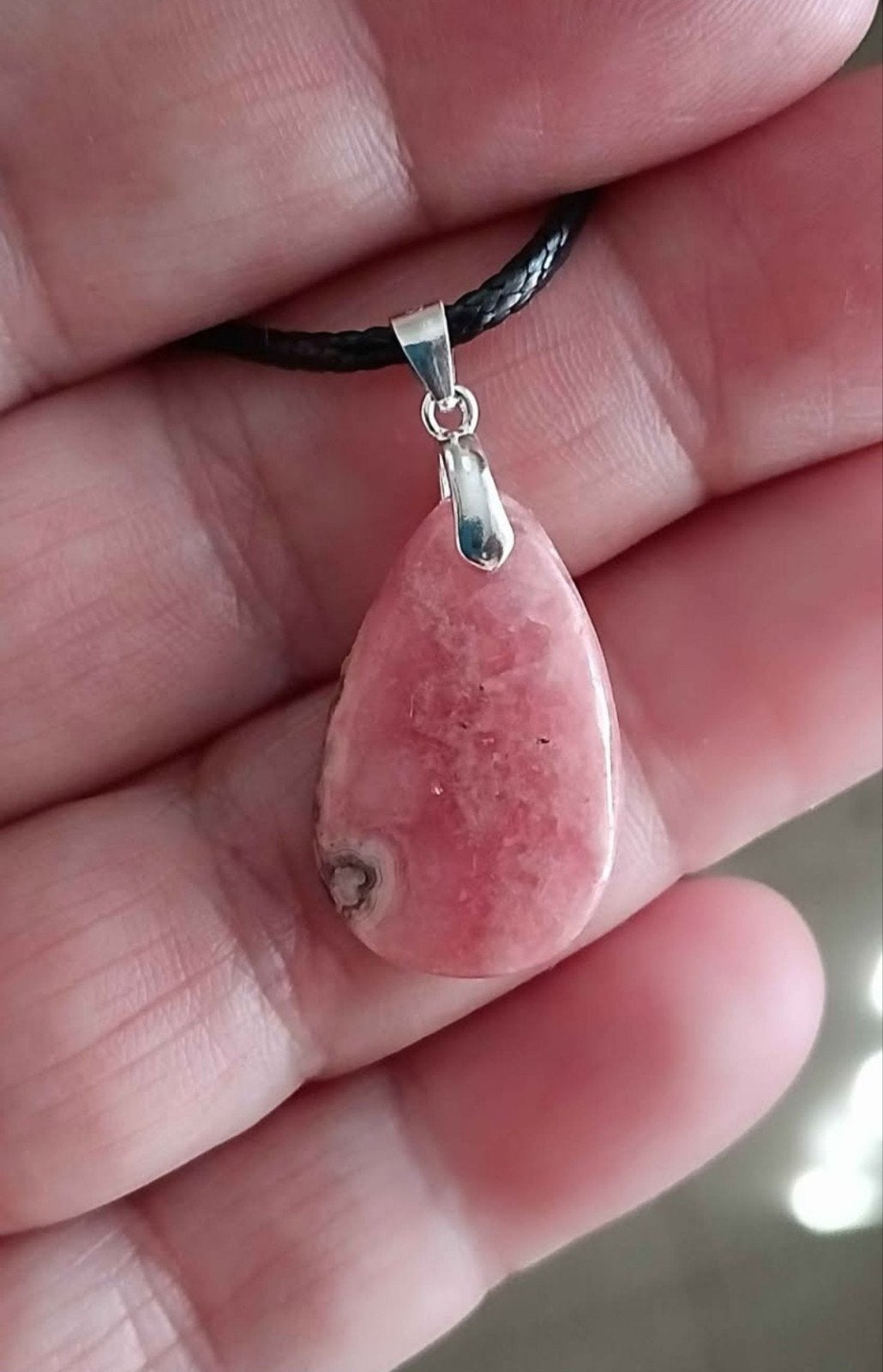 Pendentif en argent sterling avec rhodochrosite naturelle, Enlèvement, Argent, Argent, Cœur