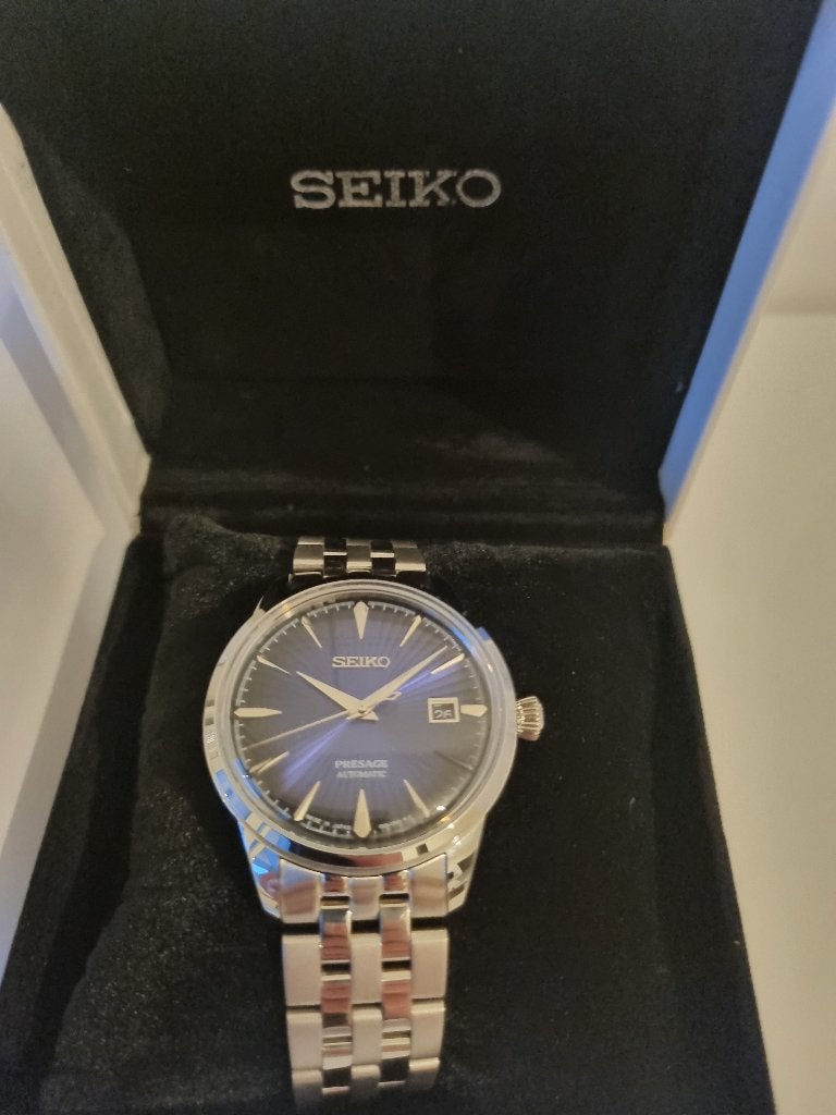 Seiko Presage Cocktail Blue Moon Automatic., Seiko, Enlèvement ou Envoi, Acier, Acier