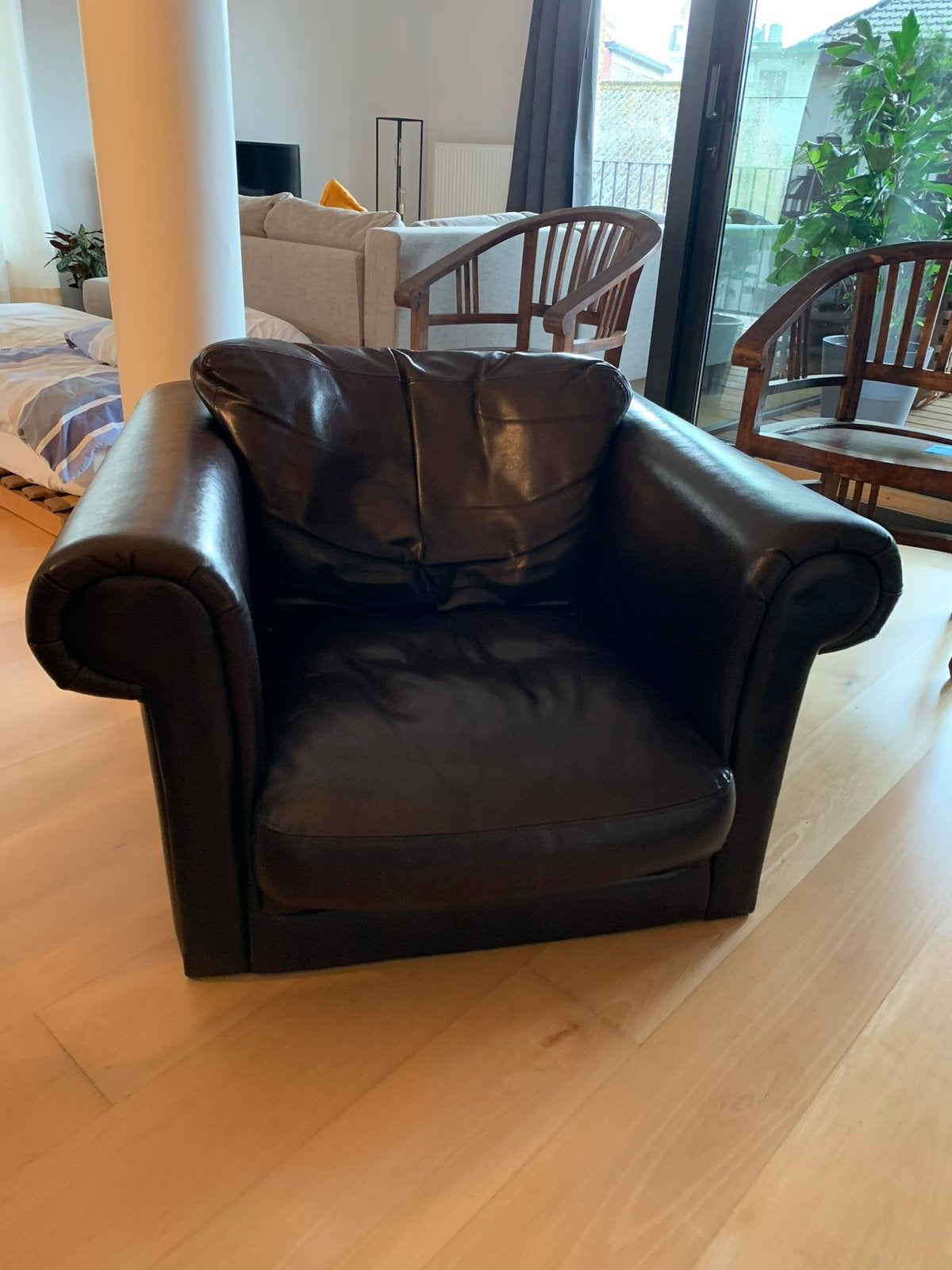 Fauteuil en cuir marron, 100 à 125 cm, Enlèvement, Utilisé, Cuir