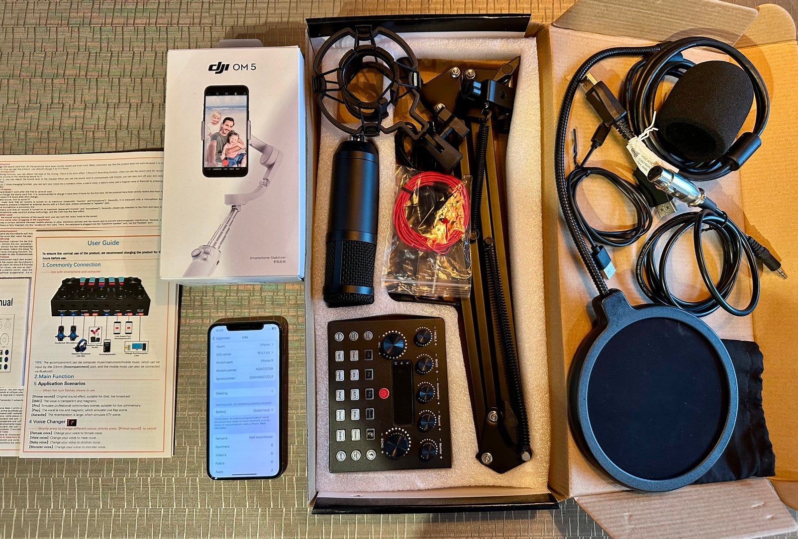 Podcast apparatuur bundel, iPhone X en DJI OM 5, Télécoms, Enlèvement, Comme neuf, IPhone X