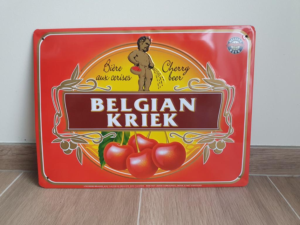 Panneau d'affichage en métal - Brasserie belge Kriek Lefebvr, Collections, Enlèvement ou Envoi, Utilisé, Panneau, Plaque ou Plaquette publicitaire