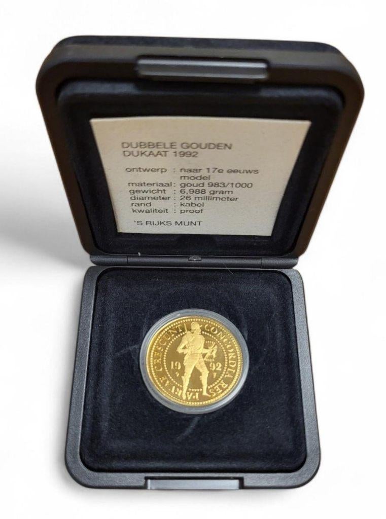 Nederland Gouden Dubbele Dukaat 1992 in cassette, Ophalen of Verzenden, Goud