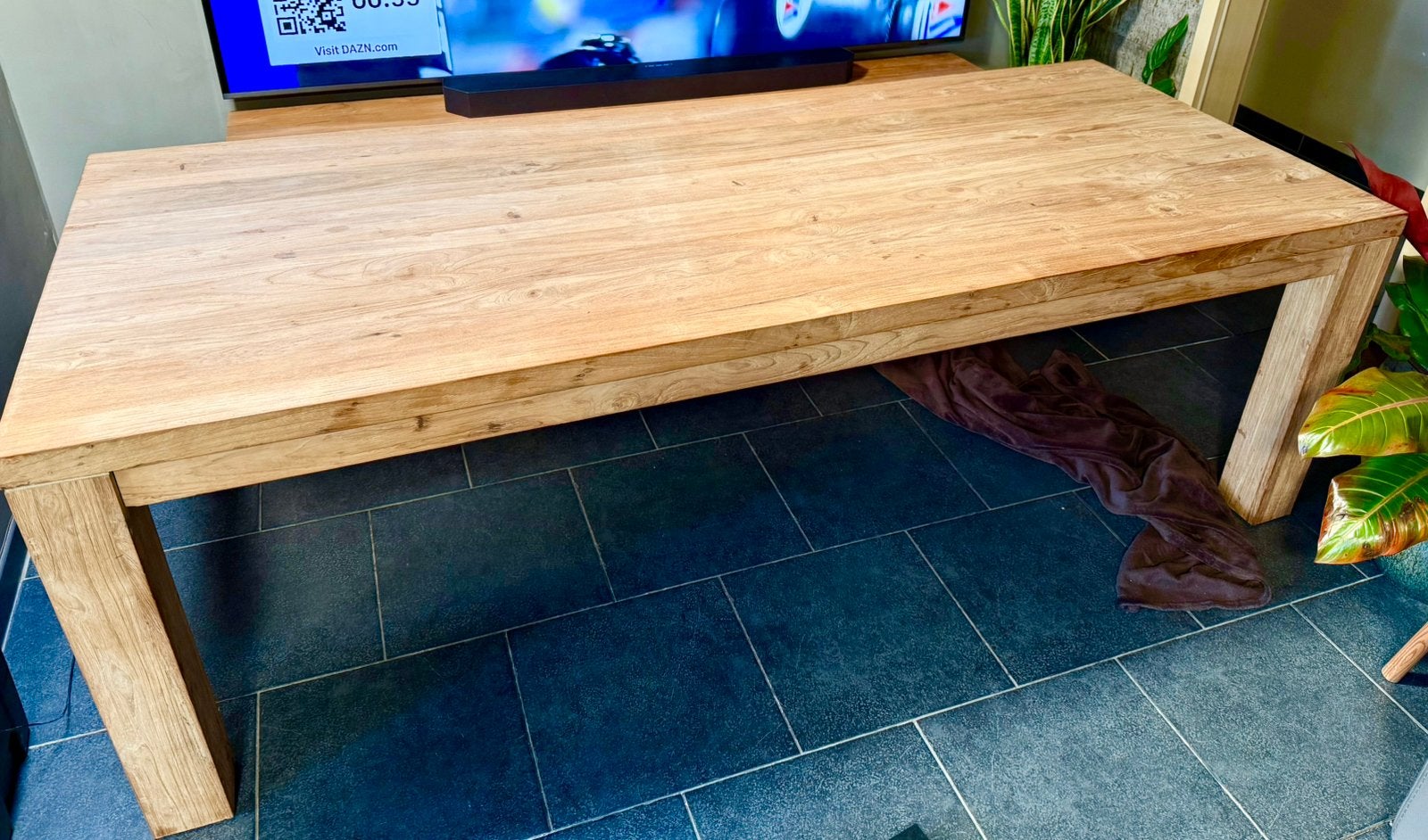 Grote teak kwaliteitstafel, Huis en Inrichting, Tafels | Eettafels, Ophalen, Zo goed als nieuw