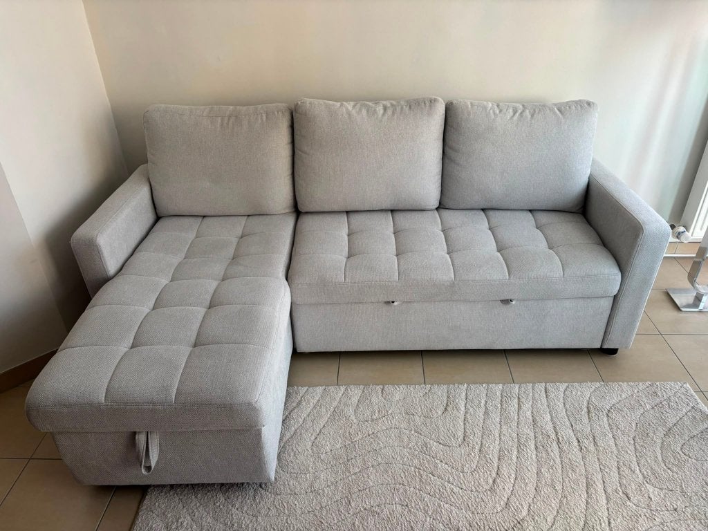 Siège d'angle avec fonction couchage et coffre de rangement, Trois personnes, Moins de 75 cm, 200 à 250 cm, Comme neuf