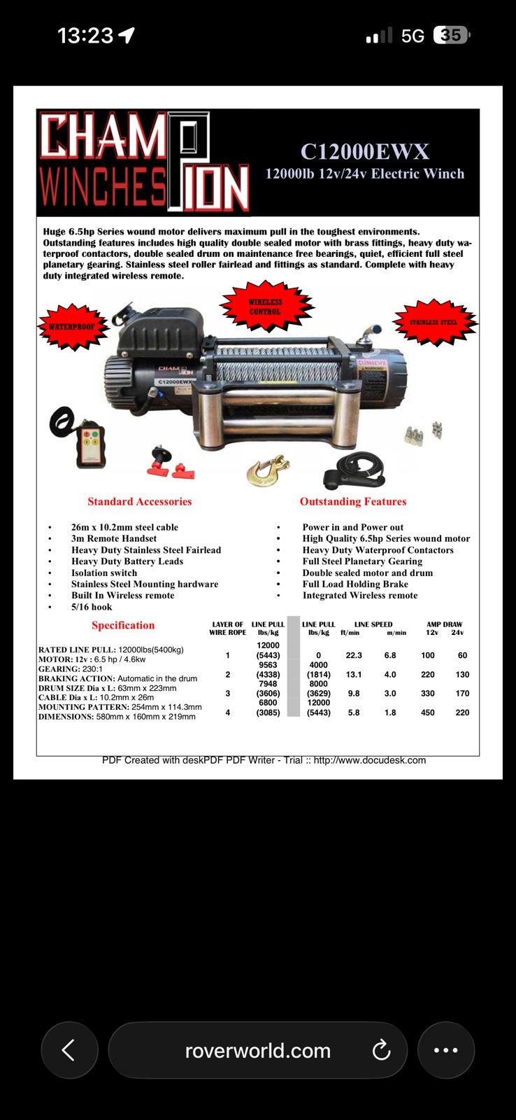 Winch 5,4t 12/24v, Ophalen, Zo goed als nieuw