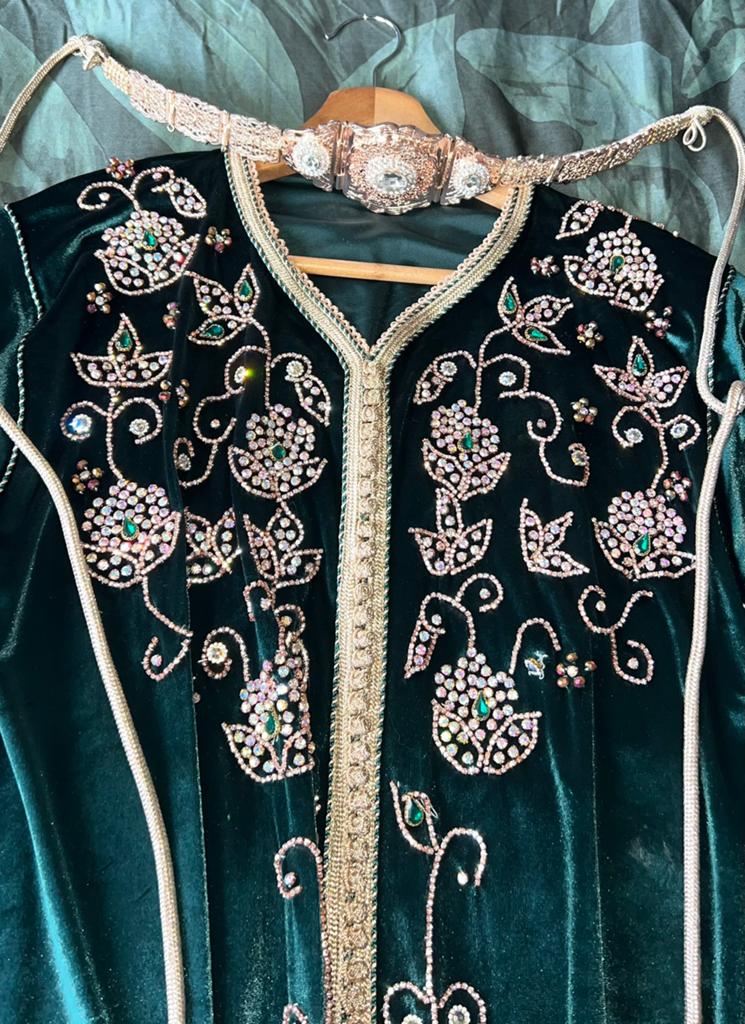 Groene 1-delige kaftan (m), Kleding | Dames, Gelegenheidskleding, Overige typen, Zo goed als nieuw, Groen, Ophalen