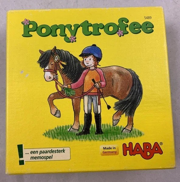 HABA Pony Cup Memo Game, jeu d'apprentissage, jeu de cartes, 1 ou 2 joueurs, Envoi, Comme neuf, Haba