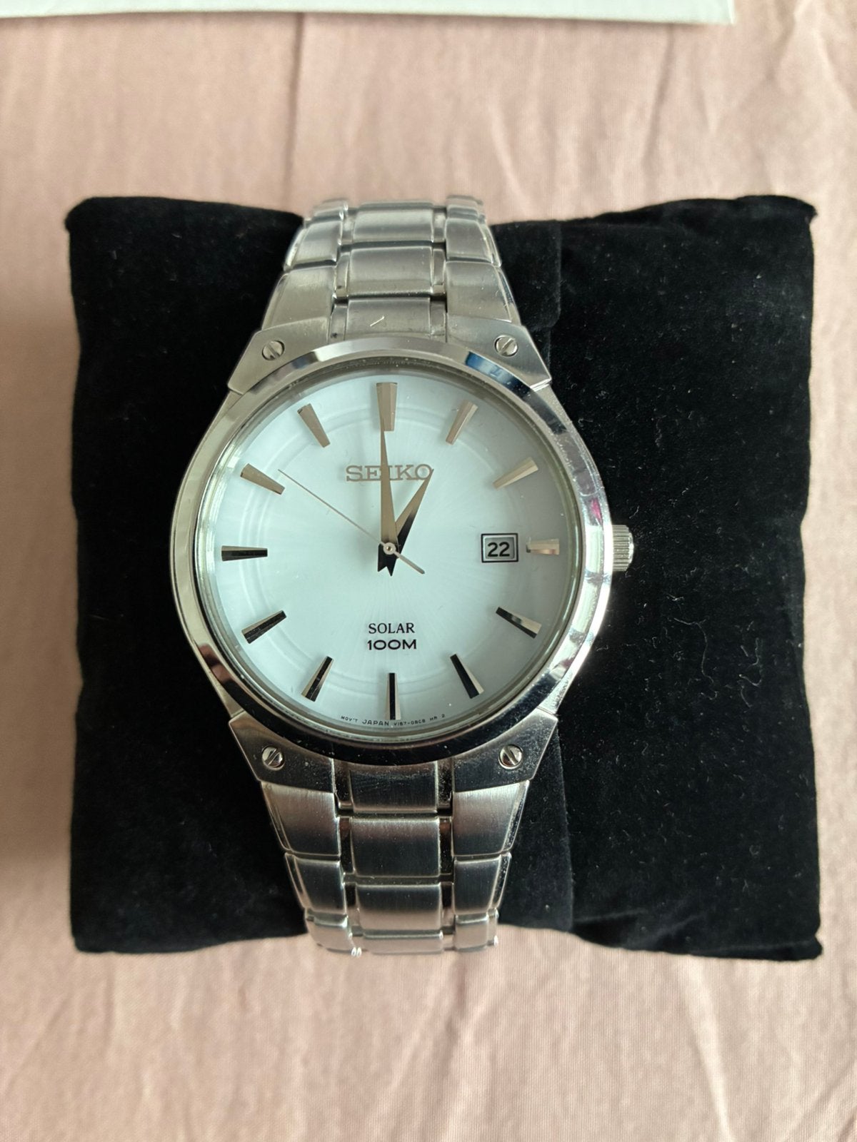 Seiko solar heren horloge, Ophalen, Staal, Polshorloge, Zo goed als nieuw