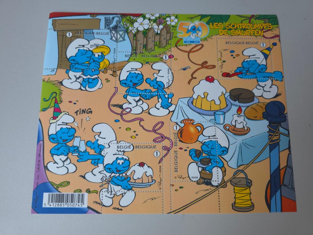 Feuillet timbres Schtroumpf, Verzamelen, Smurfen, Verzenden, Nieuw, Verschillende Smurfen, Overige typen