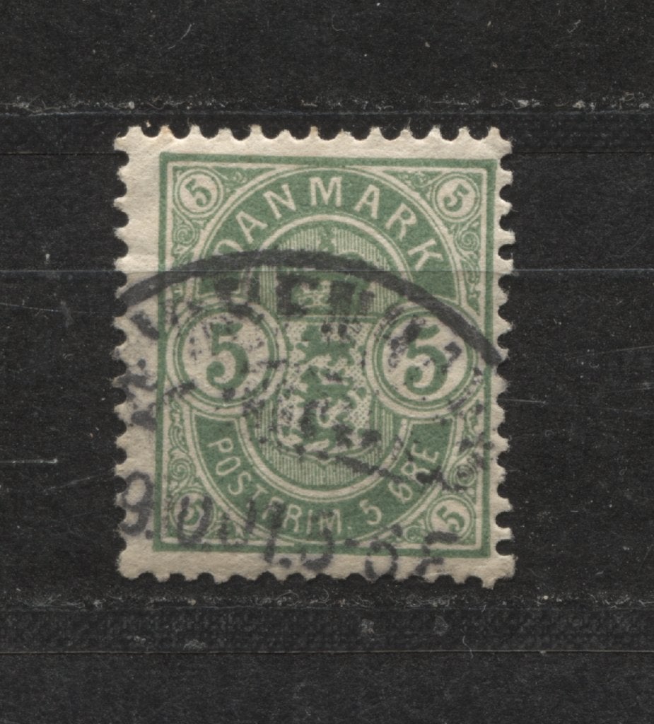 Deense postzegel van 5 øre in het groen Scott #35, Timbres & Monnaies, Envoi, Danemark, Affranchi