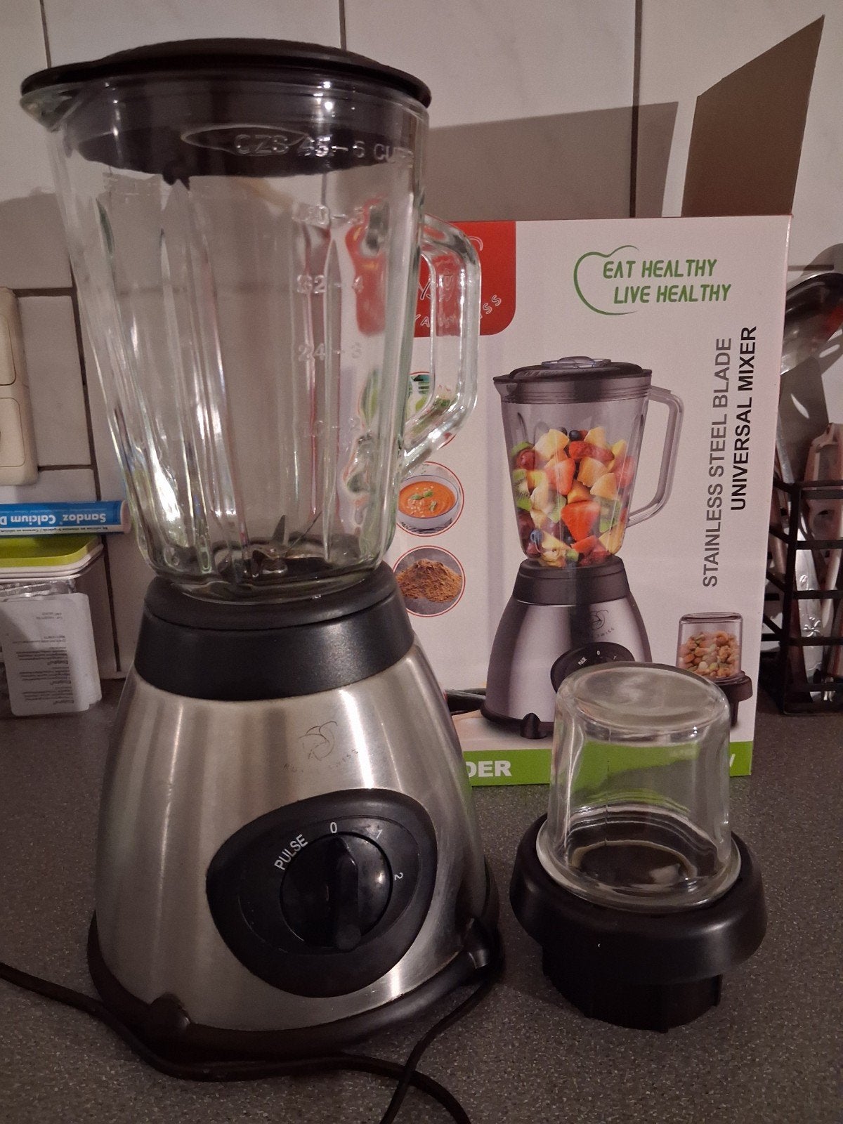 Royal Swiss 2-in-1 Blender en Molen – 1.5L Glazen Kan, Enlèvement, Mélangeur