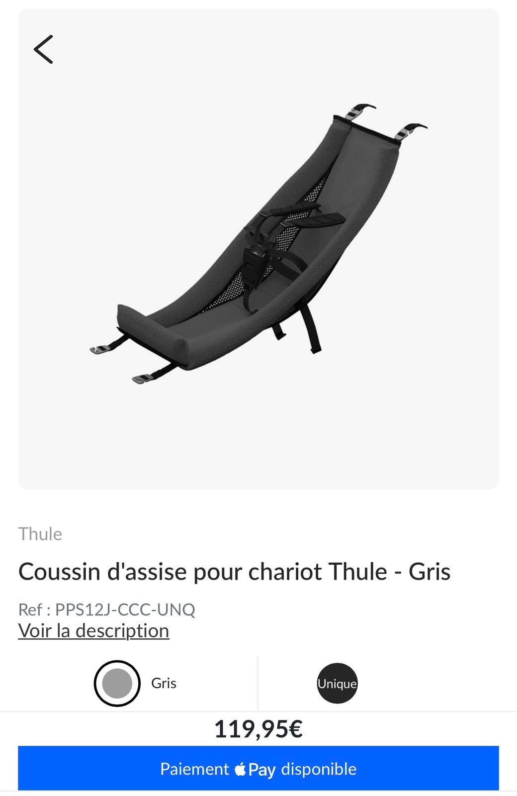 Thule Chariot Inflant Sling, Enfants & Bébés, Enlèvement, Comme neuf, Autres marques, Réglable