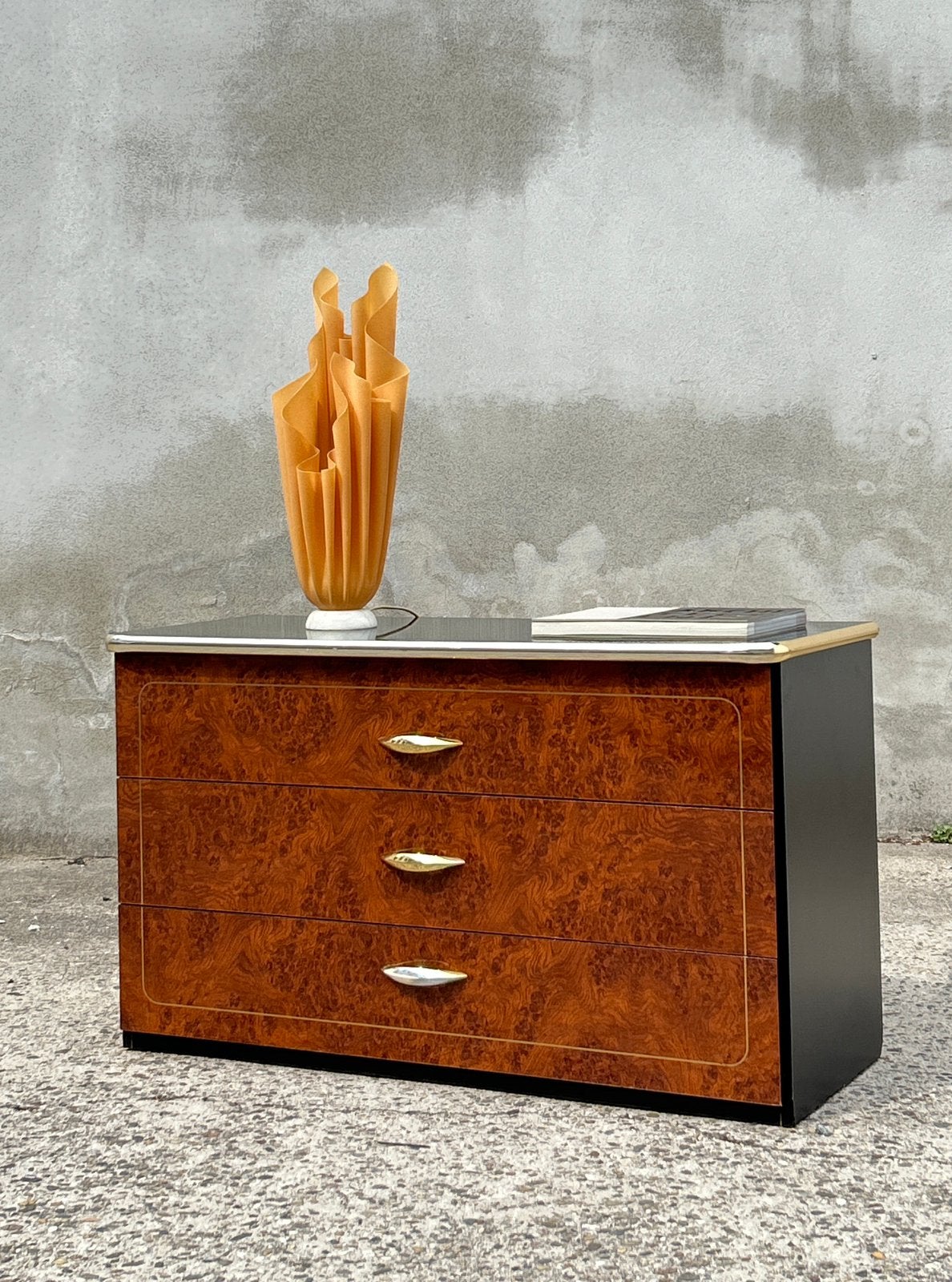 Vintage wortelfineer ladekast / dressoir – jaren 80, Huis en Inrichting, Kasten | Dressoirs, Ophalen, Gebruikt, Art deco, 50 tot 100 cm
