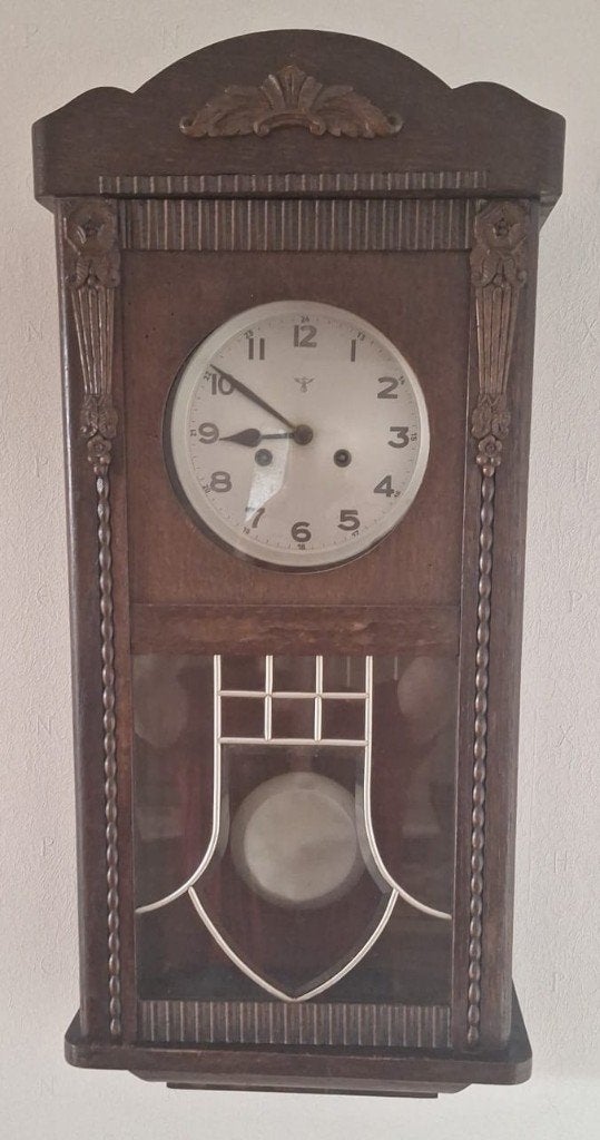 Antieke Mauthe wandklok met Viola gong, Antiek en Kunst, Ophalen