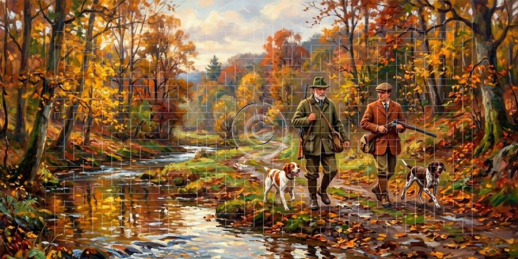 Schilderij op acryldoek Jachttafereel/ (120x60) cm, Ophalen of Verzenden