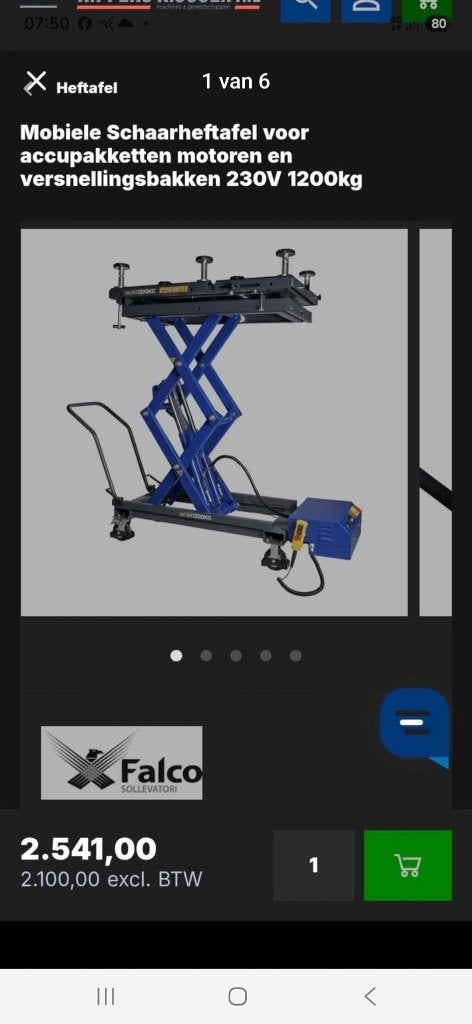 Mobiele schaarheftafel falco tot 1200kg, Ophalen