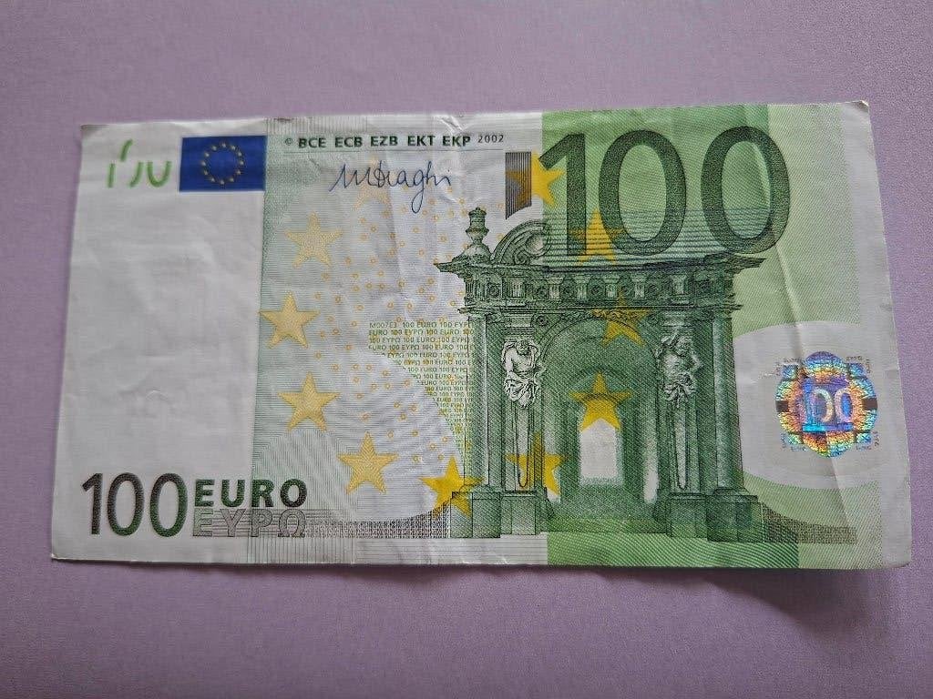 2002 Spanje 100 euro oude serie Draghi code M007, Verzenden, Spanje, 100 euro, Los biljet