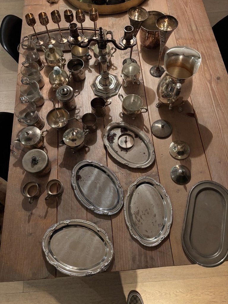 Verzameling verzilverde voorwerpen, Antiek en Kunst, Ophalen, Zilver