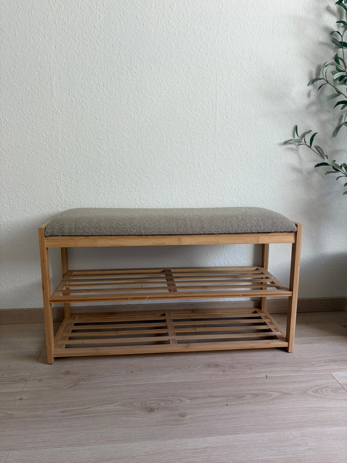 Zitbank hout met stoffen zitting, Ophalen