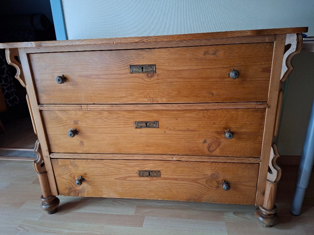 antieke grenen commode, Huis en Inrichting, Ophalen, Gebruikt, 100 tot 150 cm, 3 of 4 laden