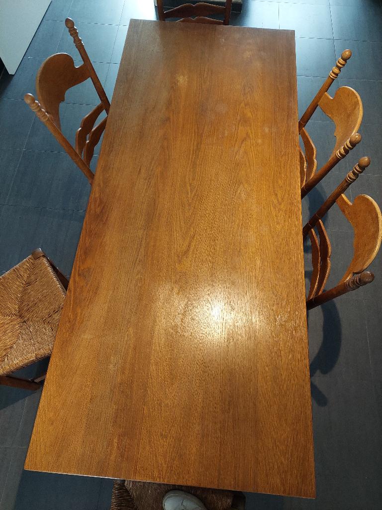 Eettafel GRATIS bij eigen vervoer., Enlèvement, Utilisé, 50 à 100 cm, Chêne