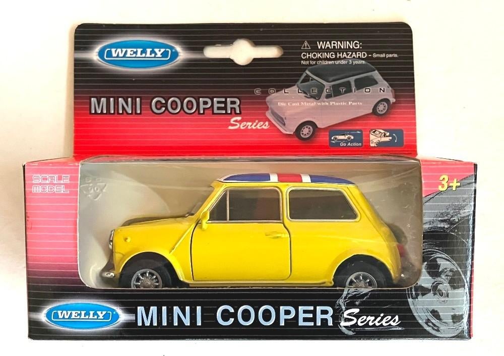 Mini Cooper geel met Union Jack dak Welly., Ophalen of Verzenden, Zo goed als nieuw, Auto