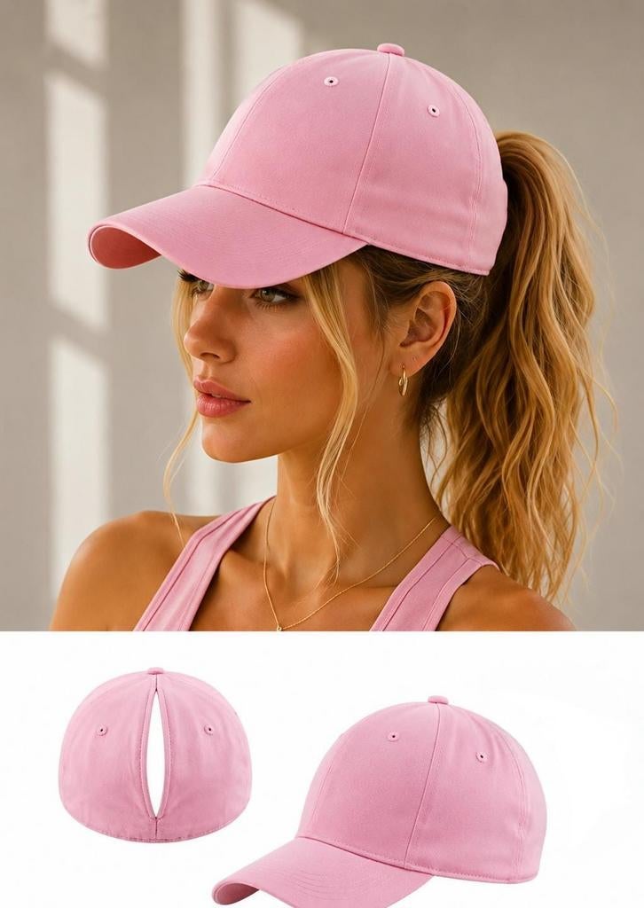 Roze paardenstaartpet voor dames van 100% katoen, Kleding | Dames, Hoeden en Petten, Sans marque, Nieuw, One size fits all, Pet