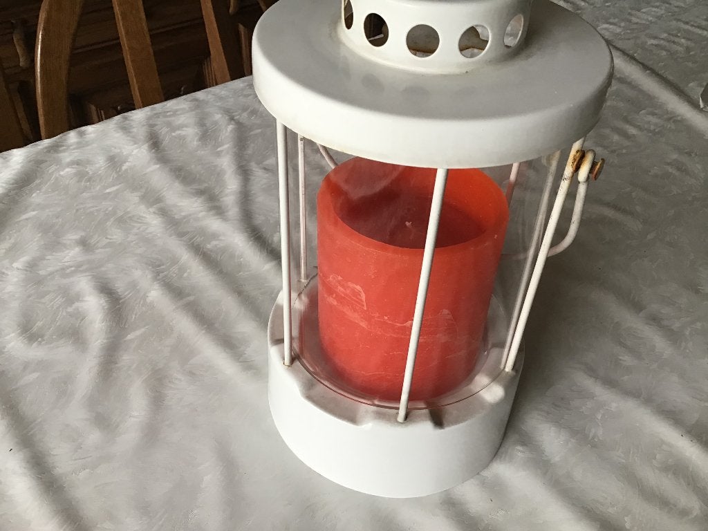 Retro windlicht lantaarn met kaars, Ophalen of Verzenden