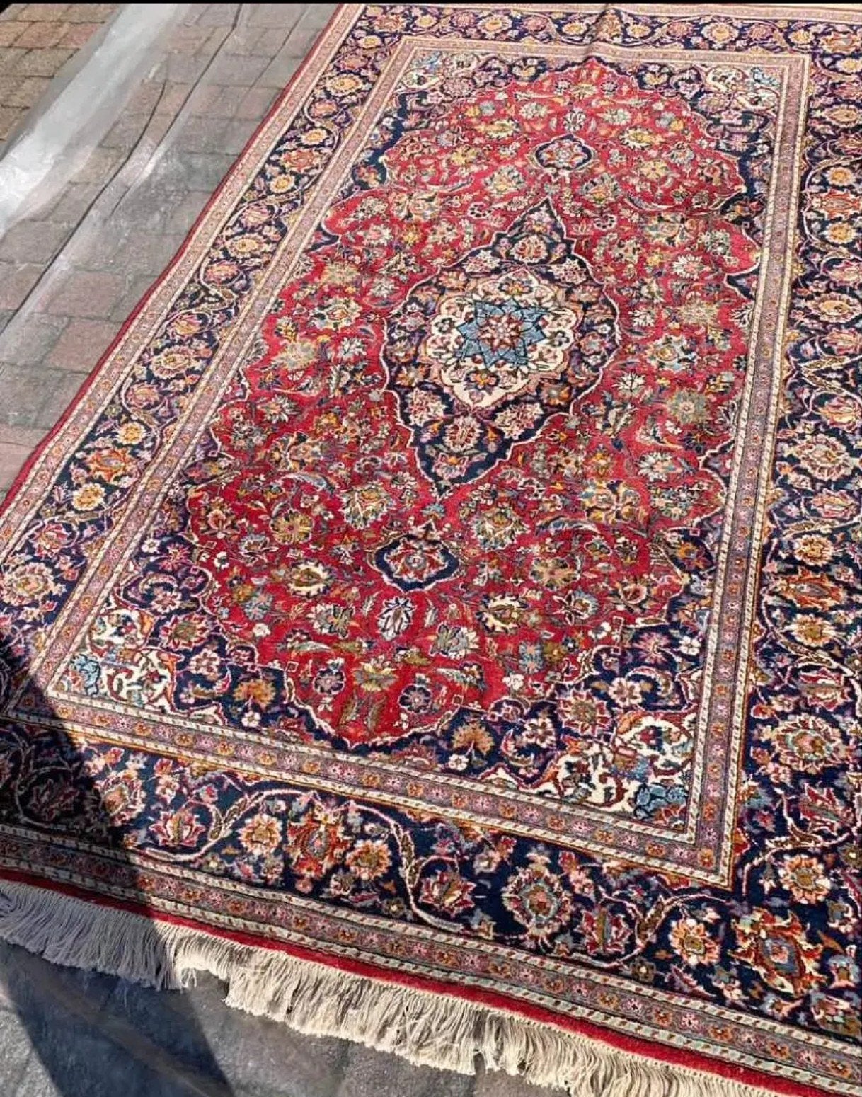Authentique Tapis d'Orient Kashan Fait Main - Laine & Soie (, Enlèvement ou Envoi
