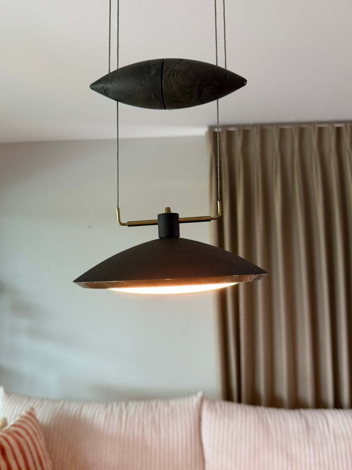 Bijzondere vintage hanglamp – sculpturaal design, Ophalen, Gebruikt, Metaal