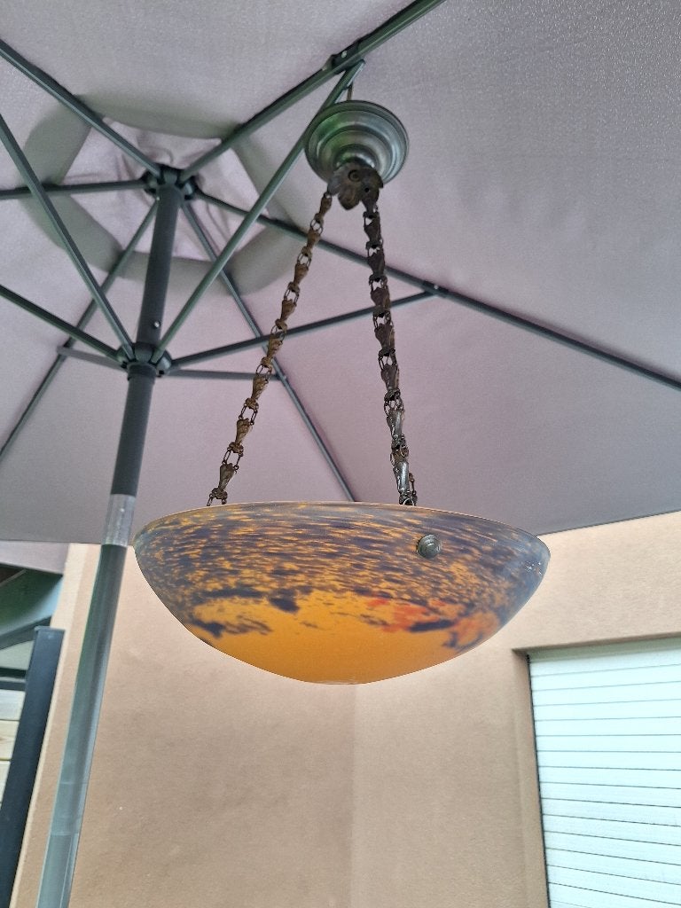 Suspension lustre vasque Art Déco, Enlèvement
