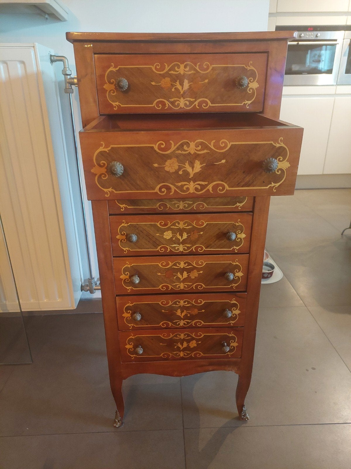 Lodewijk  XV-stijl ladenkast (semainier/chiffonière), Antiek en Kunst, Ophalen