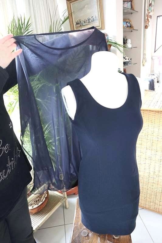 zwart top jurk en transparant blouse, Overige kleuren, Vintage Dressing, Maat 42/44 (L), Nieuw