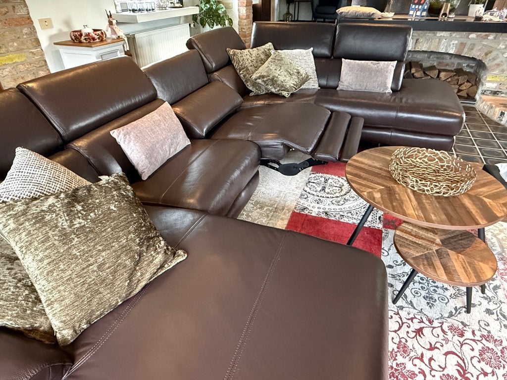 Hoeksalon, Huis en Inrichting, Zetels | Complete zithoeken, Ophalen, Zo goed als nieuw, Leer, Modern