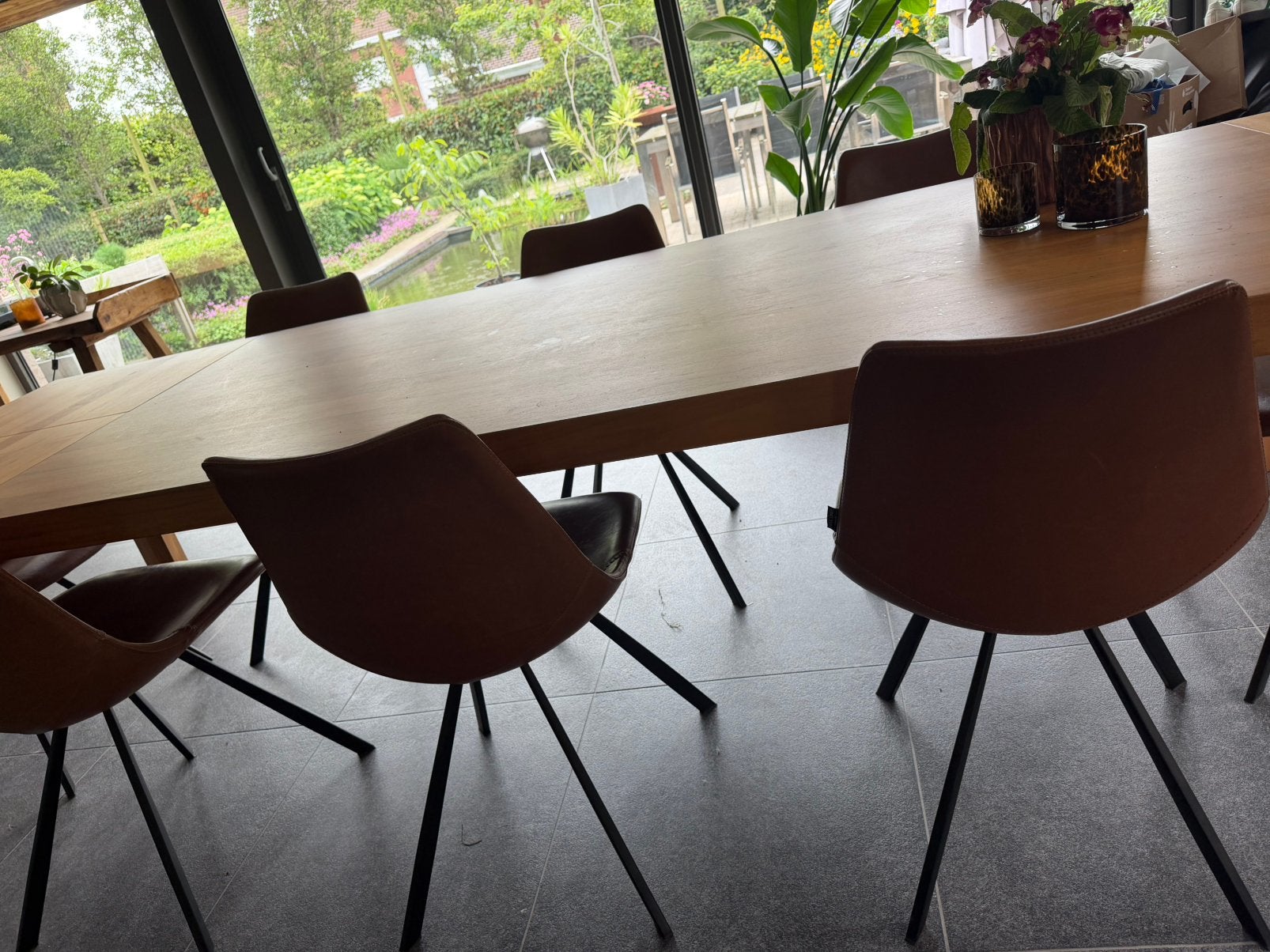designtafel Arco Essenza XL duramas noten, Ophalen, Gebruikt, 100 tot 150 cm, Vijf personen of meer