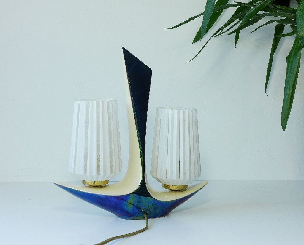 Lampe de table rare années 1950 Verceram Art Déco Vintage, Maison & Meubles, Enlèvement ou Envoi, Verre, Art déco